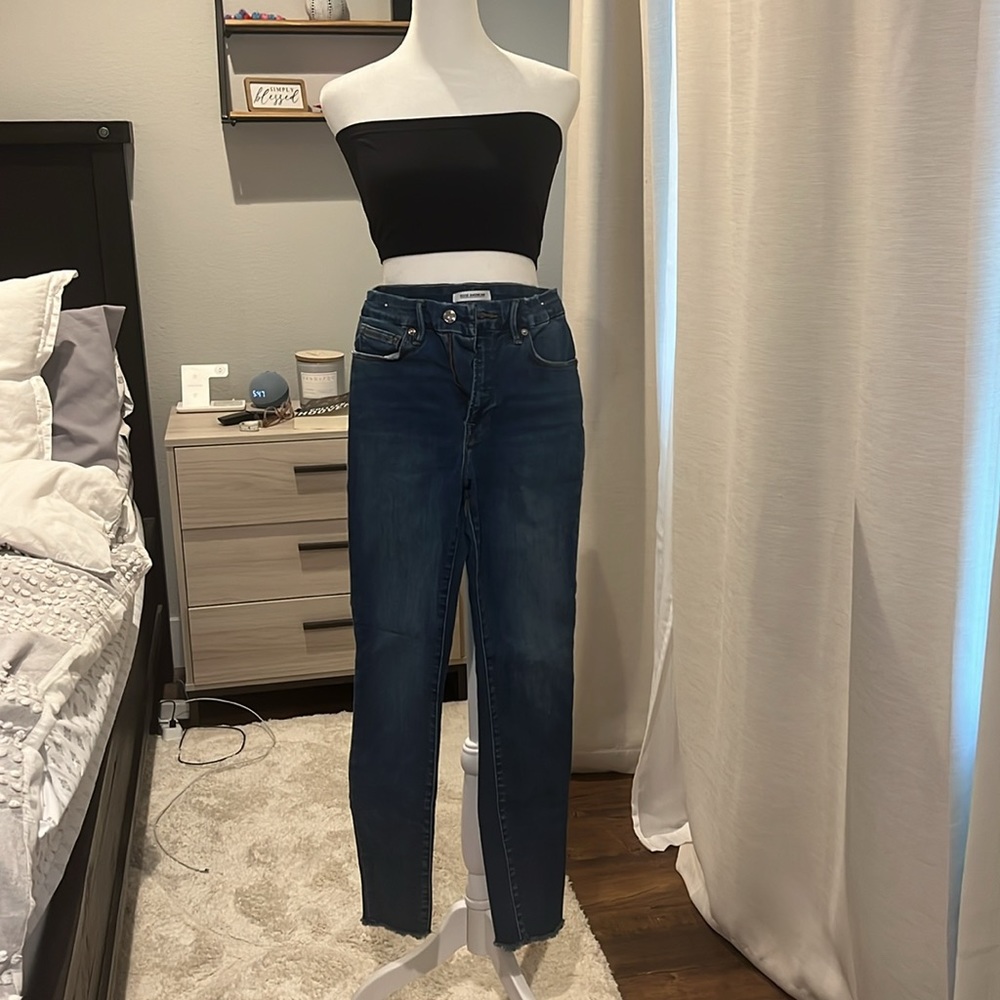 Good American Good Legs Jeans Mid Rise Skinny Stretch Blue